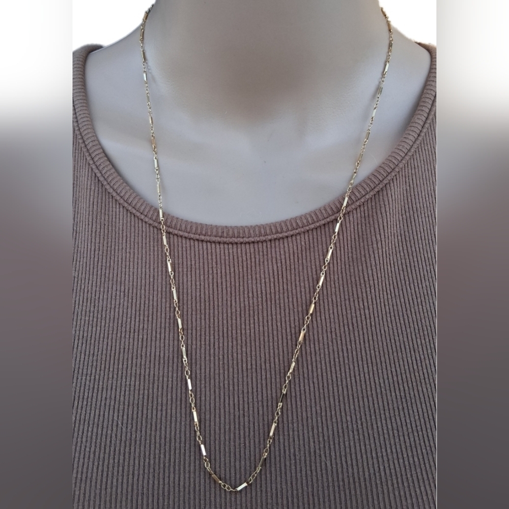 Vintage MONET Gold Tone Bar and Link Chain Necklace - Minimalist